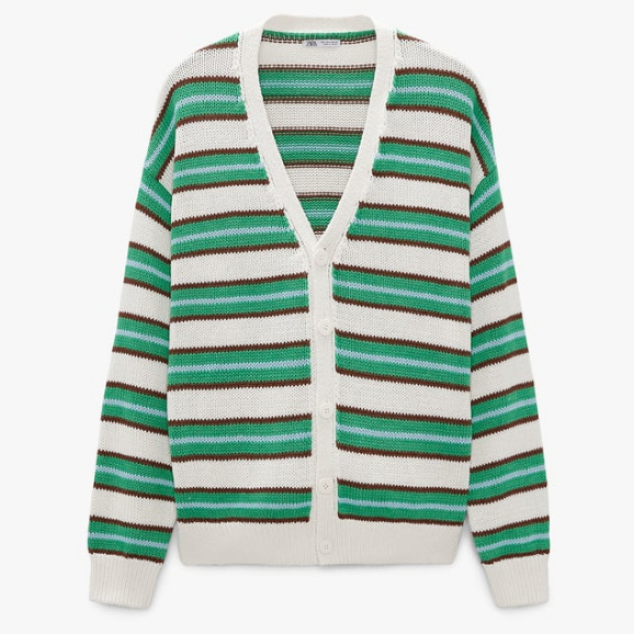 Áo cardigan Zara authentic TEXTURED STRIPED size S-M