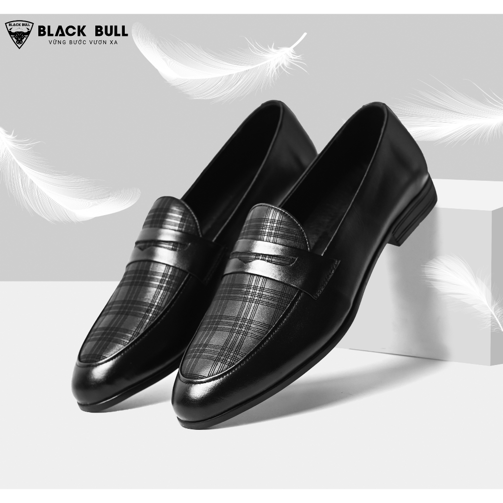 Giày Lười Thiết kế Da bò Cao cấp BLACK BULL BL-14 Đen