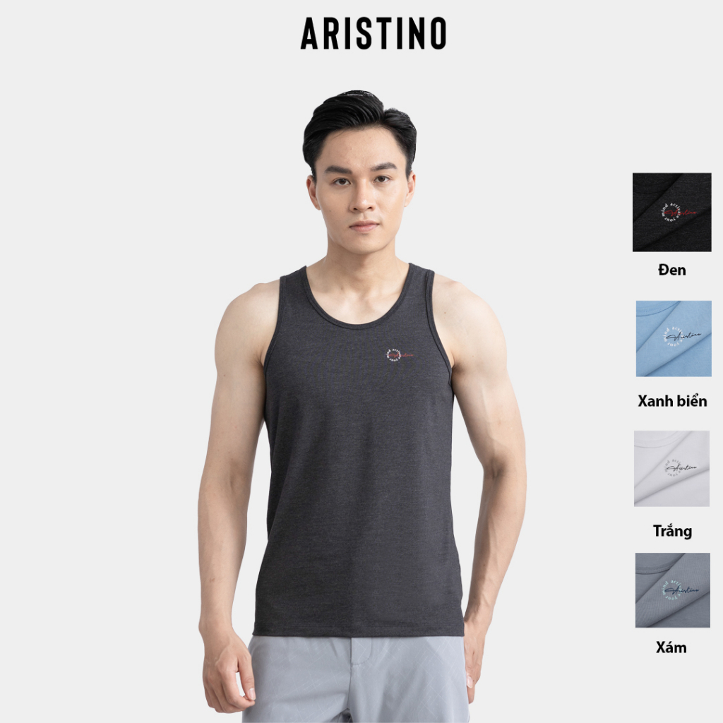 Áo tank top basic ARISTINO thiết kế khỏe khoắn, chất mềm nhẹ, thấm hút mồ hôi - ATT008S3