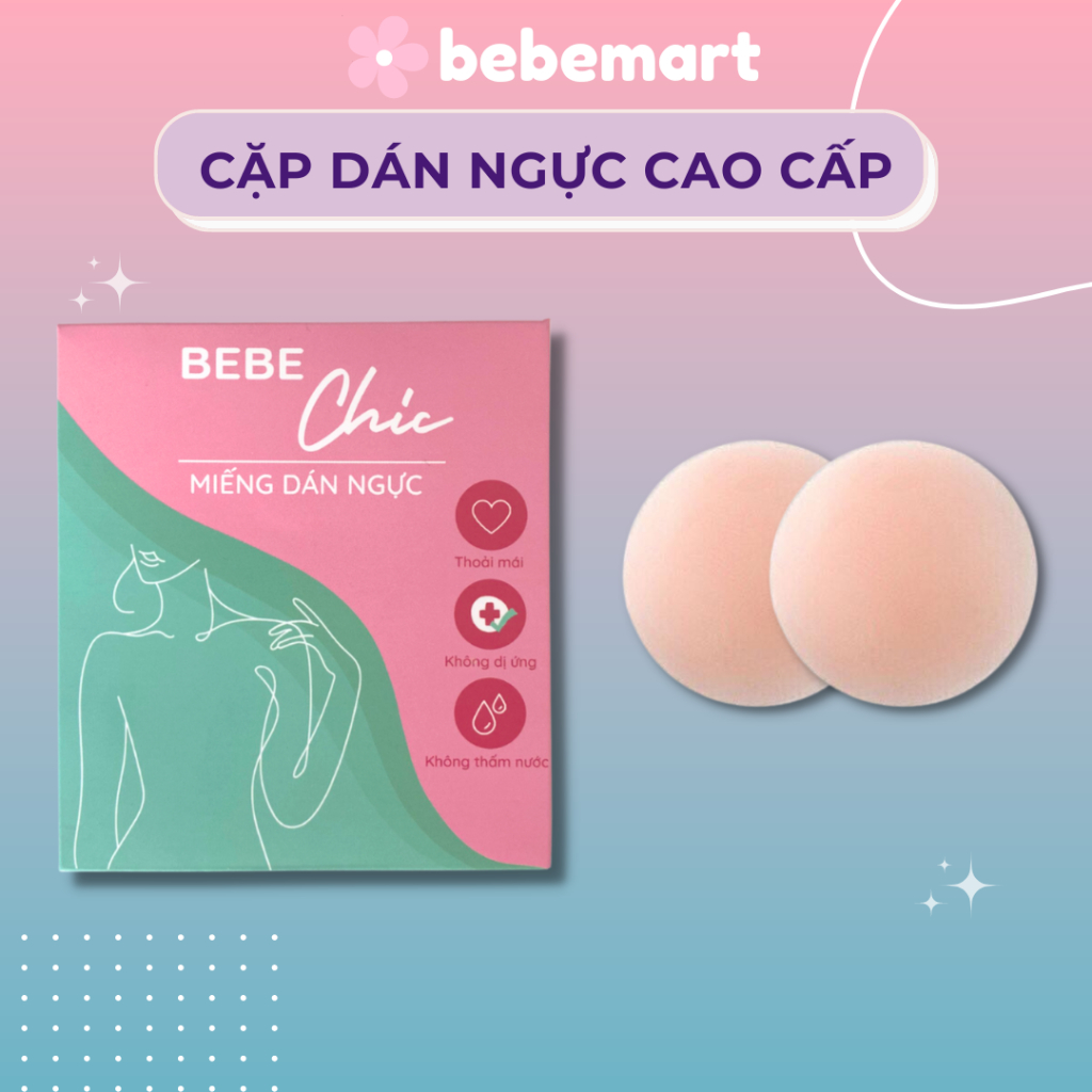 Cặp Dán Ti BEBECHIC Siêu Mỏng ,Siêu Bám Dính Hình Tròn, Dán Ngực Hình Hoa Siêu Chắc