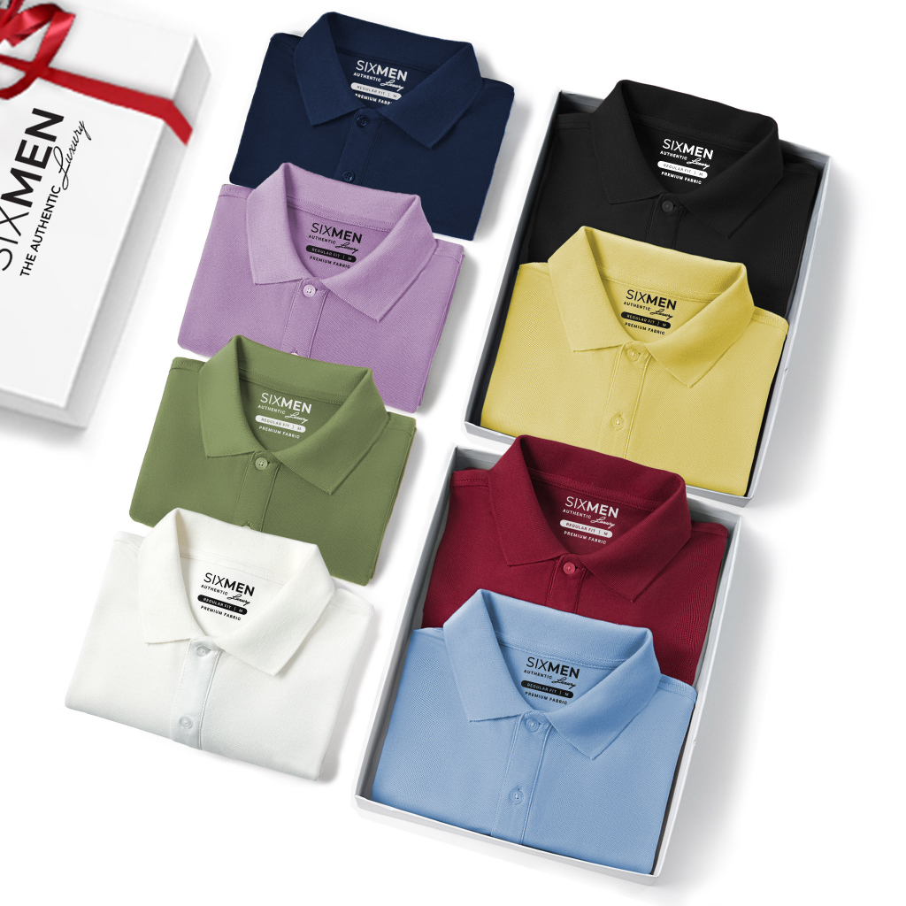 Áo thun Polo Cao Cấp Nam cổ bẻ SIXMEN - Rêu trơn - Thoáng mát, sang trọng