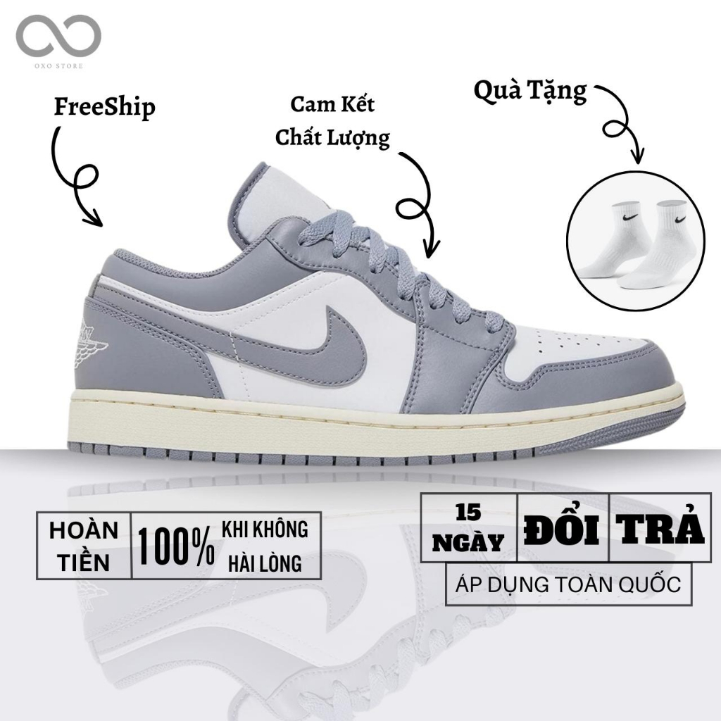 Giày air jordan 1 Low Vintage Grey bản cao cấp dành cho nam nữ, jordan 1 grey supper fullbox OXO STORE
