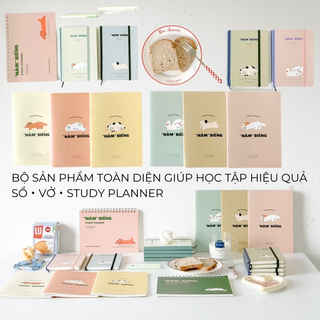 Vở kẻ ngang sổ tay dot grid study planner 80 120 trang 100gsm Crabit Nàm Biếng Collection