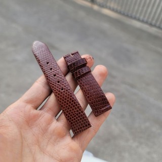 Dây đồng hồ handmade da kỳ đà Pháp - màu nâu