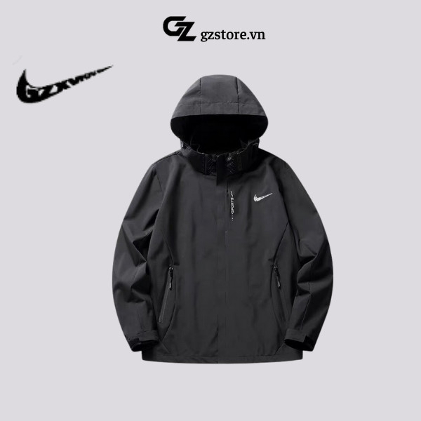 Áo khoác dù nike chính hãng nam nữ chất gió 2 lớp dày dặn có mũ có thể tháo rời form unisex chống nắng chống gió