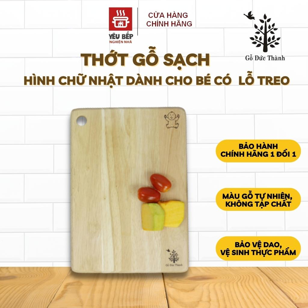 Thớt Gỗ Cao Su Tự Nhiên Chữ Nhật Dành Cho Em Bé Gỗ Đức Thành 05021 - Đồ Đung Nhà Bếp Cao Cấp