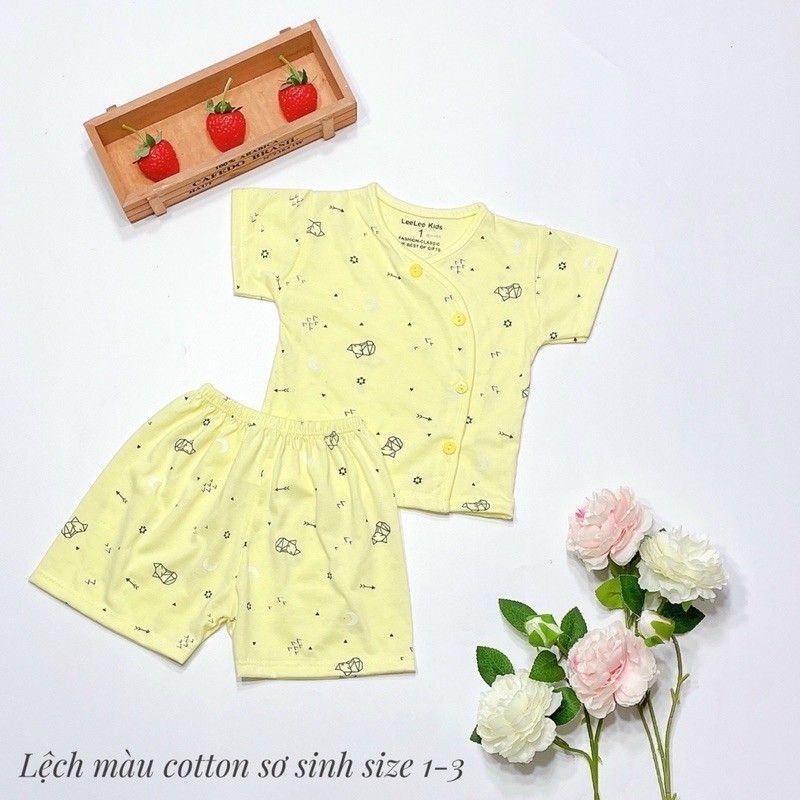 Bộ Quần Áo Cotton Cộc Tay Họa Tiết Unchi Cho Bé 3-8kg