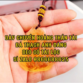 Dây chuyền hoàng thần tài đá thach anh vàng đeo cổ tài lộc