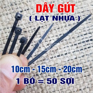 Dây rút nhựa tự khóa, 50 cọng. dây thắt, thít, buộc nhanh. lạt nhựa. dây gút nhựa. dài 10. 15. 20cm. 1 bó 50 sợi