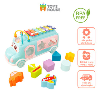  Đồ chơi ô tô thả hình kết hợp đàn Xylophone 8 nốt- nhạc cụ kiêm giáo dục sớm cho bé ToysHouse HE8036 