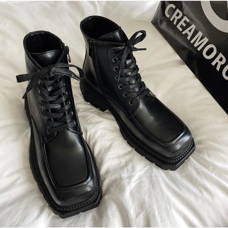 Giày Tây Oxford Boots Khóa Zip Mũi Vuông LJIN G0463 Sang Trọng Lịch Lãm