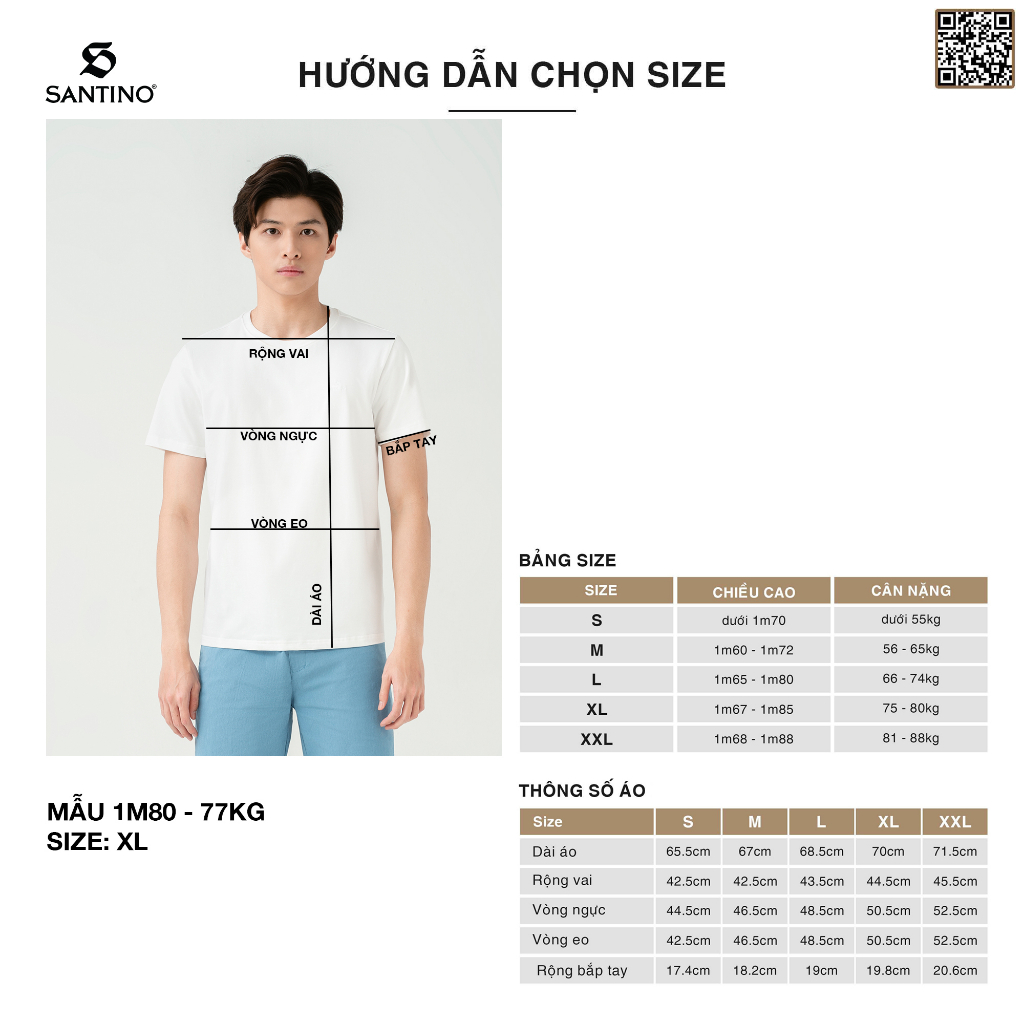 Áo Thun Nam Cổ Tròn Basic Cao Cấp SANTINO Chất Cotton, Co Giãn Mềm Mại, Chuẩn Phom Trẻ Trung Năng Động E801