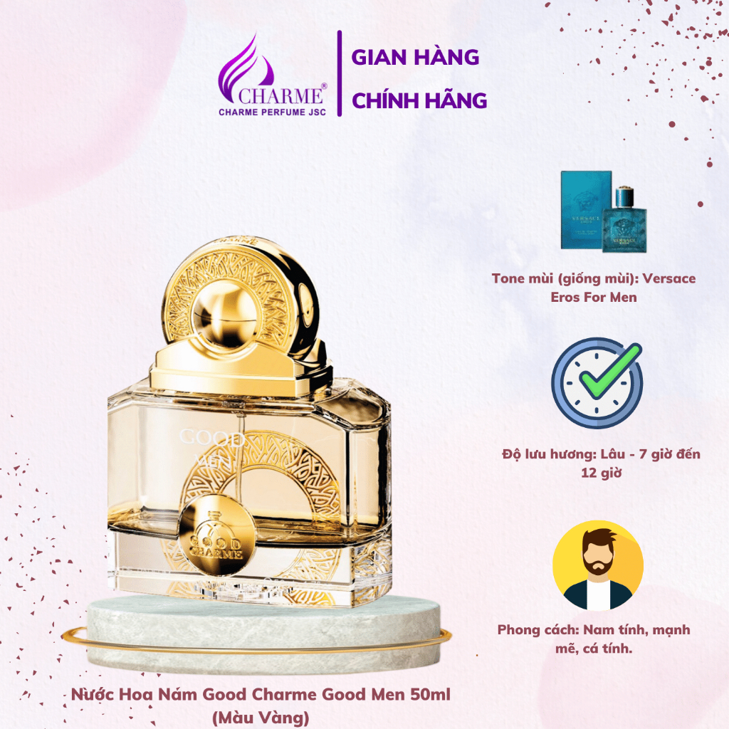 Nước Hoa Nam Good Charme Good Men 50ml (Màu Vàng) Dòng nước hoa cao cấp, độc đáo, mạnh mẽ, gợi cảm, nam tính, thơm lâu