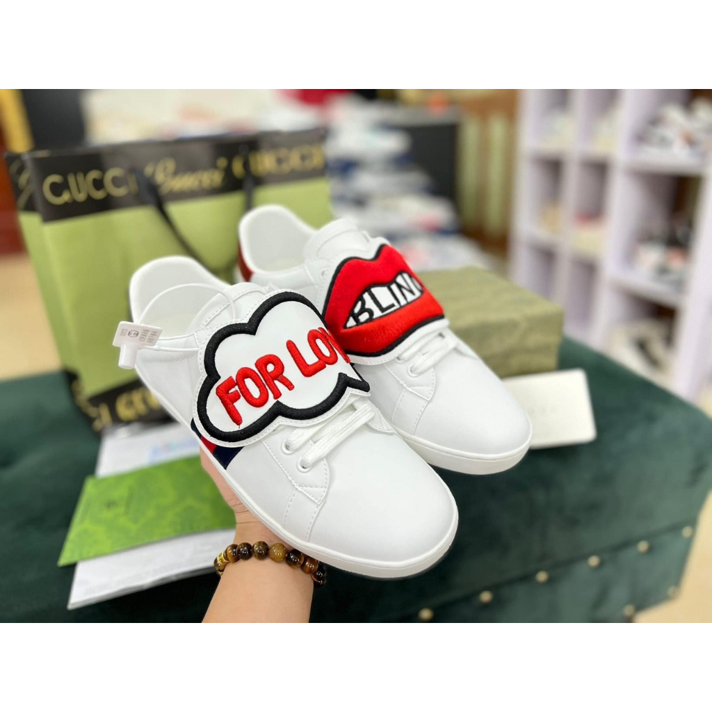 Giày thể thao Gucci For Love nam nữ môi cách điệu bản chuẩn full box bill hàng mới 100%