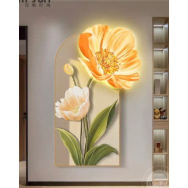 Tranh Tráng Gương Hoa Điện Led Điều Khiển Từ Xa, Tranh Treo Tường Phòng Khách, Hành Lang.vv....