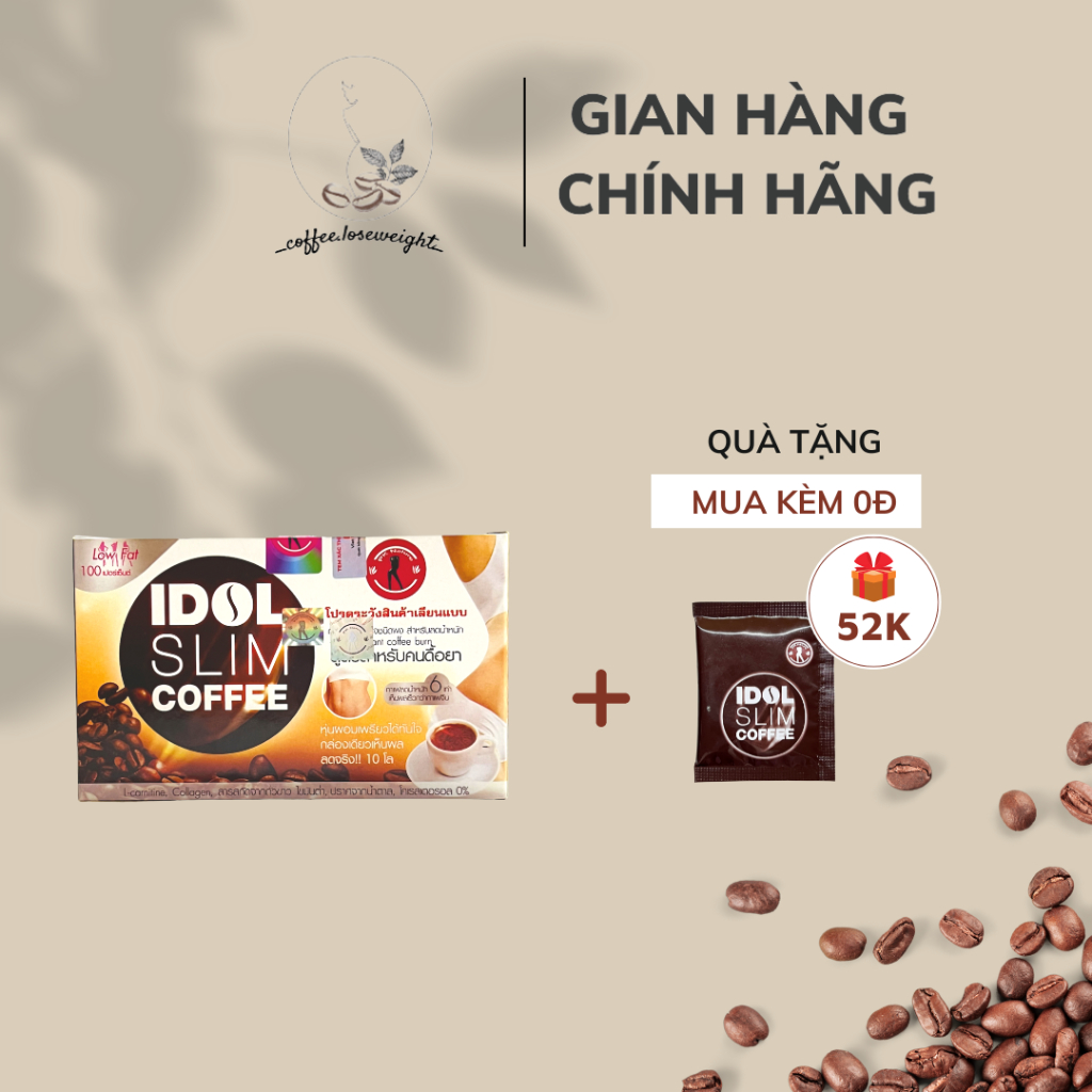 COMBO 1- IDOL SLIM COFFEE CHUẨN CHÍNH HÃNG - Cà phê hỗ trợ giảm cân,đốt mỡ
