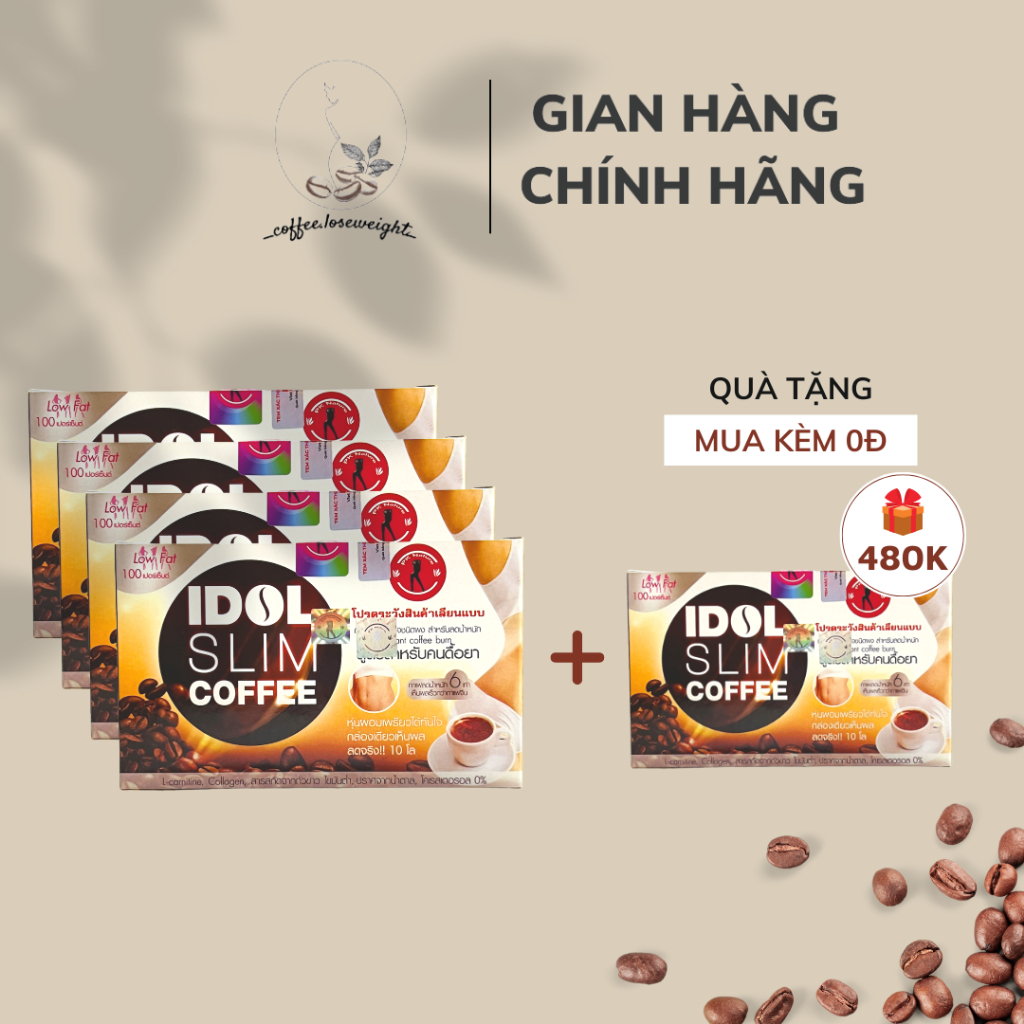 COMBO 4 - IDOL SLIM COFFEE CHUẨN CHÍNH HÃNG - Cà phê hỗ trợ giảm cân, đốt mỡ