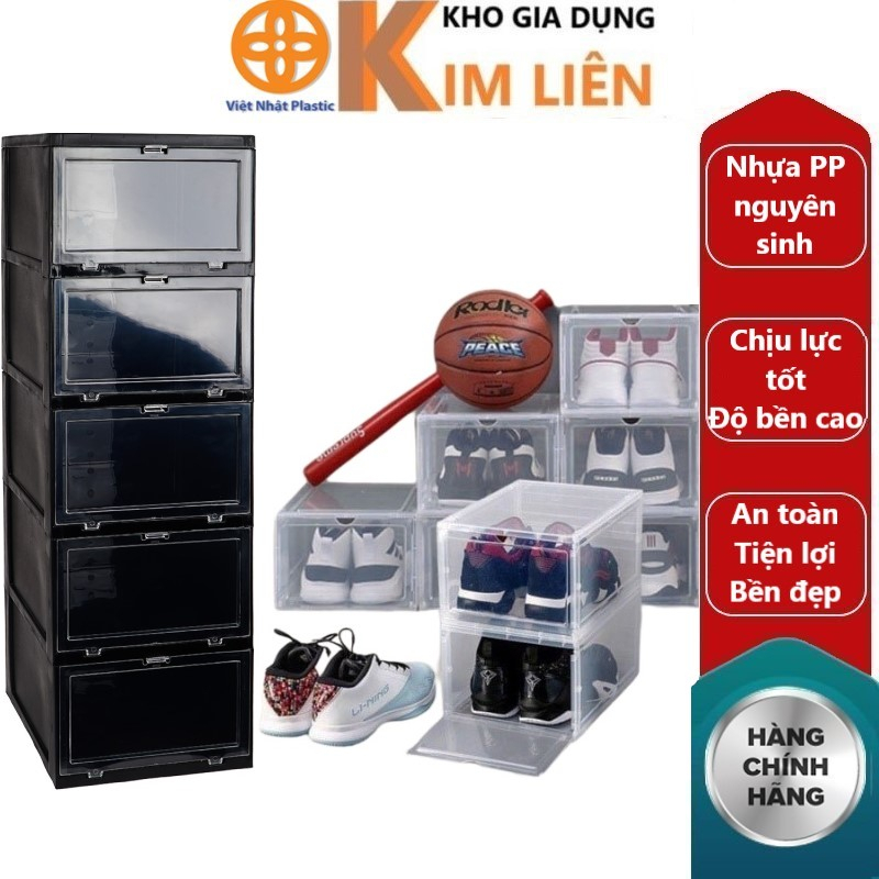 Tủ hộp đựng giày dép 5 tầng nhựa VIỆT NHẬT - Trắng, đen - Chịu lực tốt, độ bền cao - Chính Hãng 3868-5