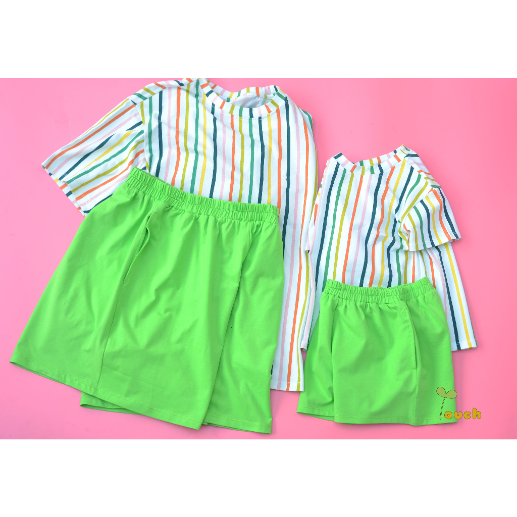 SALE Bộ thun đôi cho mẹ bé họa tiết sọc chất vải thun cotton mềm mát Touch VN