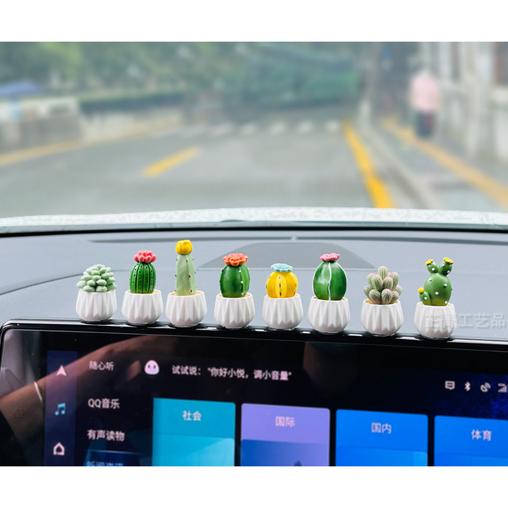 Mô hình chậu cây xương rồng, sen đá mini dễ thương tiểu cảnh, bày bàn làm việc, bàn học, tủ sách, taplo ô tô