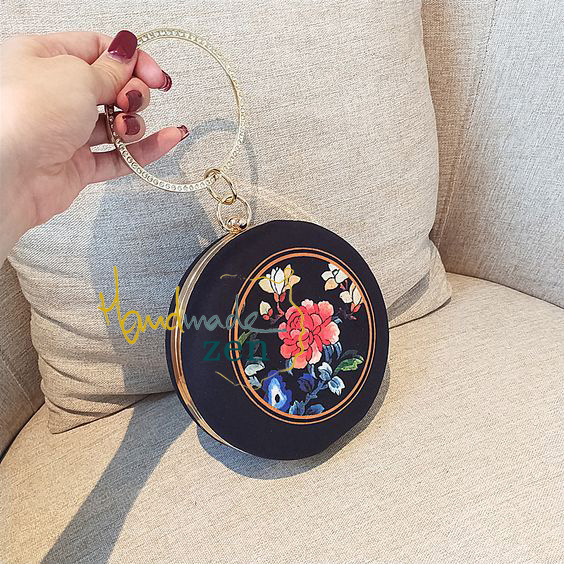 Bộ Kit bạn tự làm DIY Túi xách Đính Cườm ngọc Túi Hộp thêu tay Hoa Vintage Nguyên liệu THÊU TÚI THỦ CÔNG - Zen Handmade