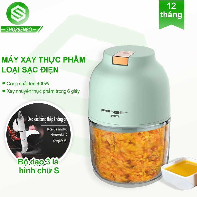 Máy xay đa năng mini, xay thịt, xay tỏi ớt, các loại gia vị - Dung tích 300ml - Sạc pin tích điện vô cùng tiện lợi -BH 3