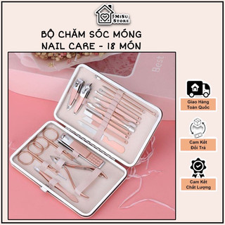 Bộ kìm bấm móng, chăm sóc móng nail care 18 món - màu hồng