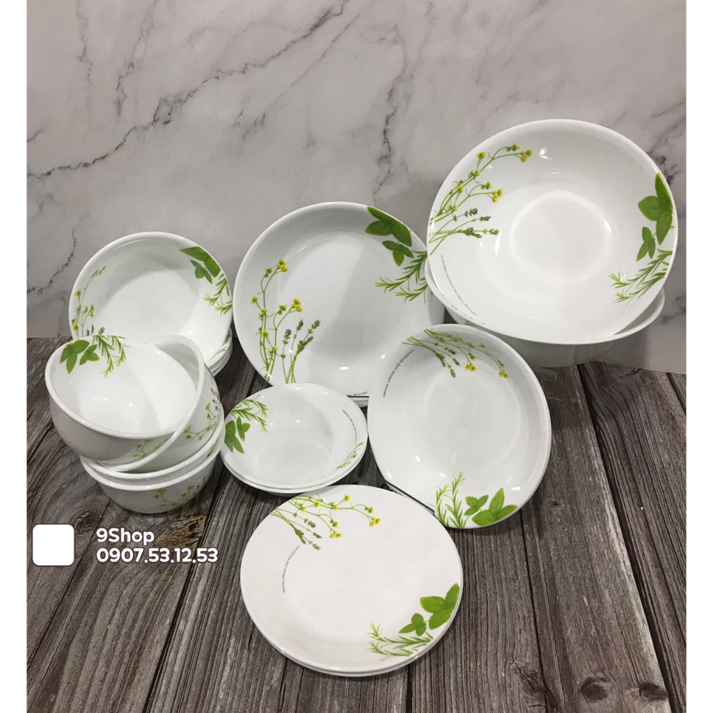 Corelle USA - European Herbs - Full 18 Món Tô Chén Dĩa Hoa Cúc Tây