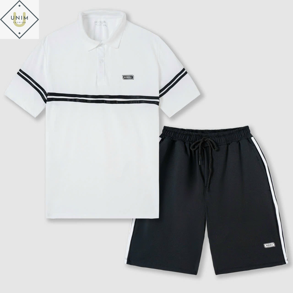 Bộ Quần Áo Hè Nam Cổ Polo Basic Unim Store Vải CVC Spandex Thông Hơi Phối 2 Màu Kẻ Ngang UNIM359 | BigBuy360 - bigbuy360.vn