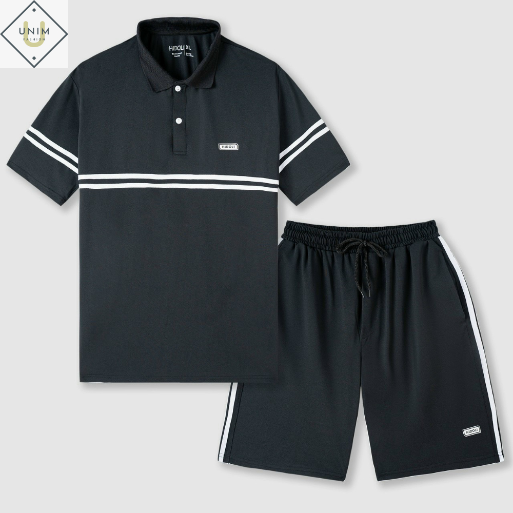 Bộ Quần Áo Hè Nam Cổ Polo Basic Unim Store Vải CVC Spandex Thông Hơi Phối 2 Màu Kẻ Ngang UNIM359 | BigBuy360 - bigbuy360.vn