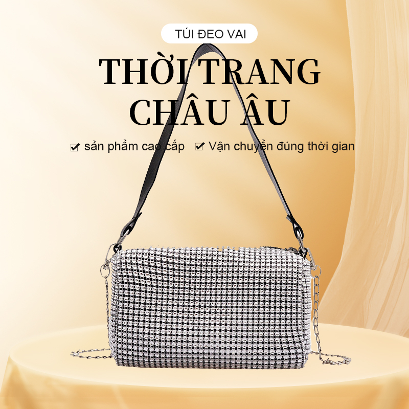Túi xách nữ đeo chéo Nhỏ thời trang 2023 Mới Hợp Thời Ins Túi Thường Kim Cương Sáng túi xách nữ đi tiệc
