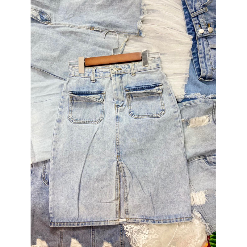 Chân váy jean, chân váy bò, chân váy vintage