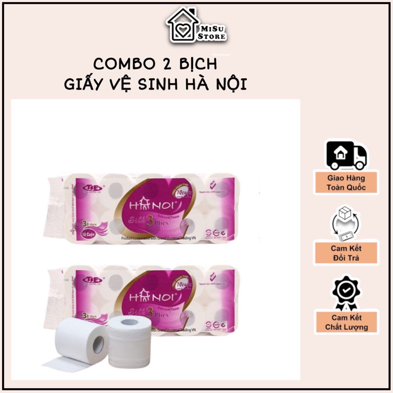 COMBO 2 BỊCH GIẤY VỆ SINH HÀ NỘI 3 LỚP - GIẤY VỆ SINH SIÊU DAI