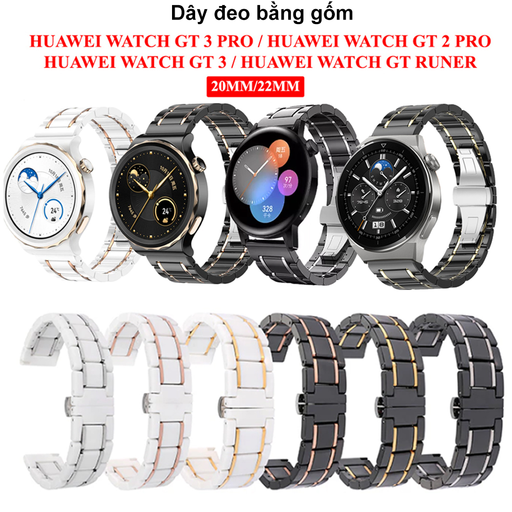 Dây đeo bằng gốm đồng hồ Huawei Watch GT3/GT 3 Pro/GT2/GT2 Pro/Watch 3/Watch3 Pro