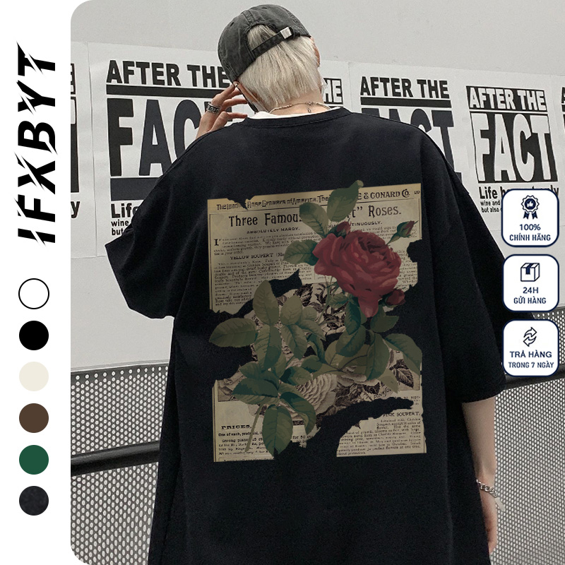 Áo thun unisex IFXBYT B0073 100% cotton tay ngắn oversize