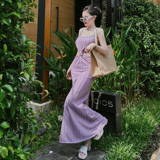 Đầm hai dây xoắn bụng cotton ren co dãn họa tiết sang chảnh - TKCC SheTP