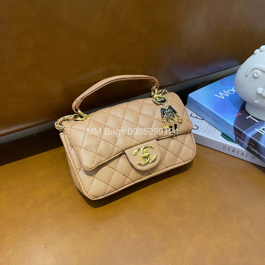 Túi đeo chéo nữ ô trám MM Bags túi xách nữ kèm charm size 20 da gạo loại đẹp