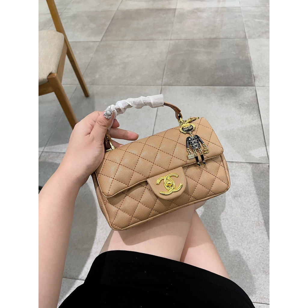 Túi đeo chéo nữ ô trám MM Bags túi xách nữ kèm charm size 20 da gạo loại đẹp