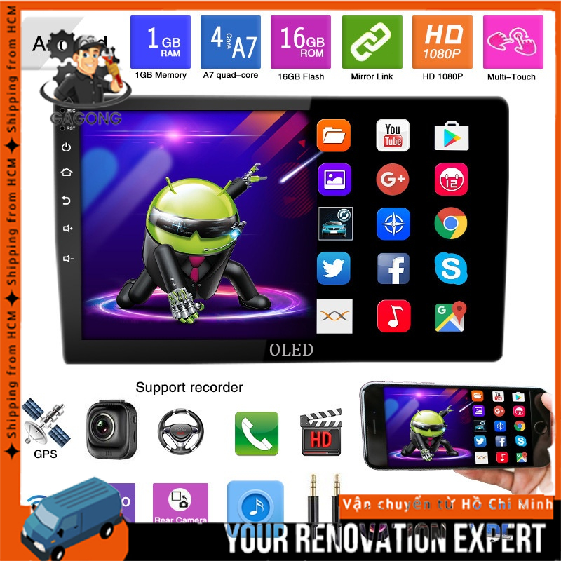 Màn android ô tô 7 inch Wifi Ram 2G - rom 32G, lắp được cho tất cả các dòng xe ô tô có bản đồ, youtube đầy đủ