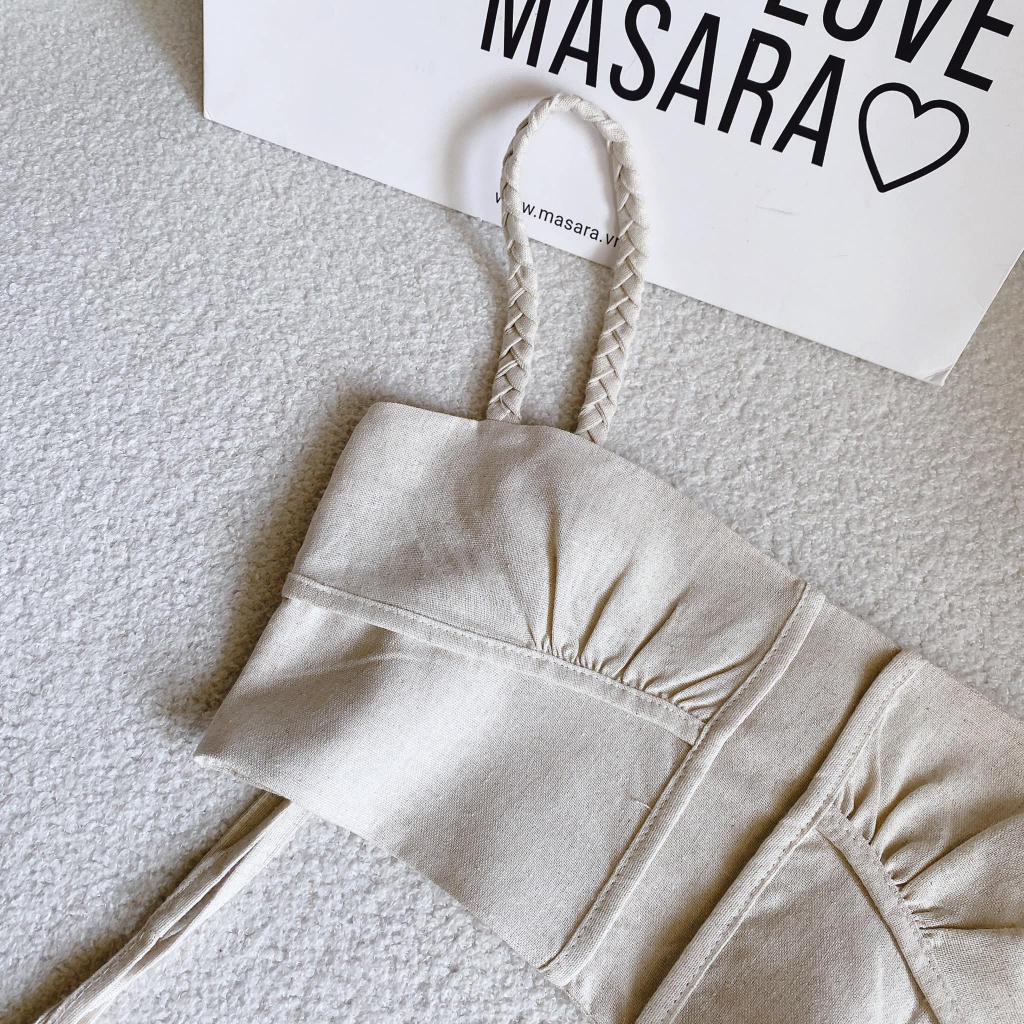 SET Áo 2s linen croptop kèm Chân Váy midi màu be đi biển/du lịch NÀNG CLOSET