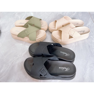 Dép Quai Chéo Đúc Nút Đế 5cm ( Tăng 1 Size )