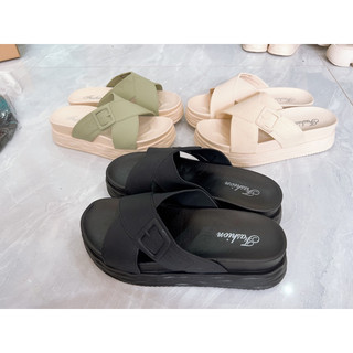 Dép Quai Chéo Đúc Nút Đế 5cm ( Tăng 1 Size )