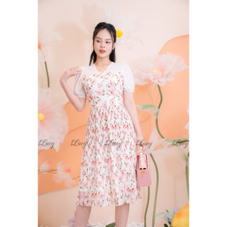 Đầm xoè Jacqueline 4081 xếp ly thanh lịch váy Lucy