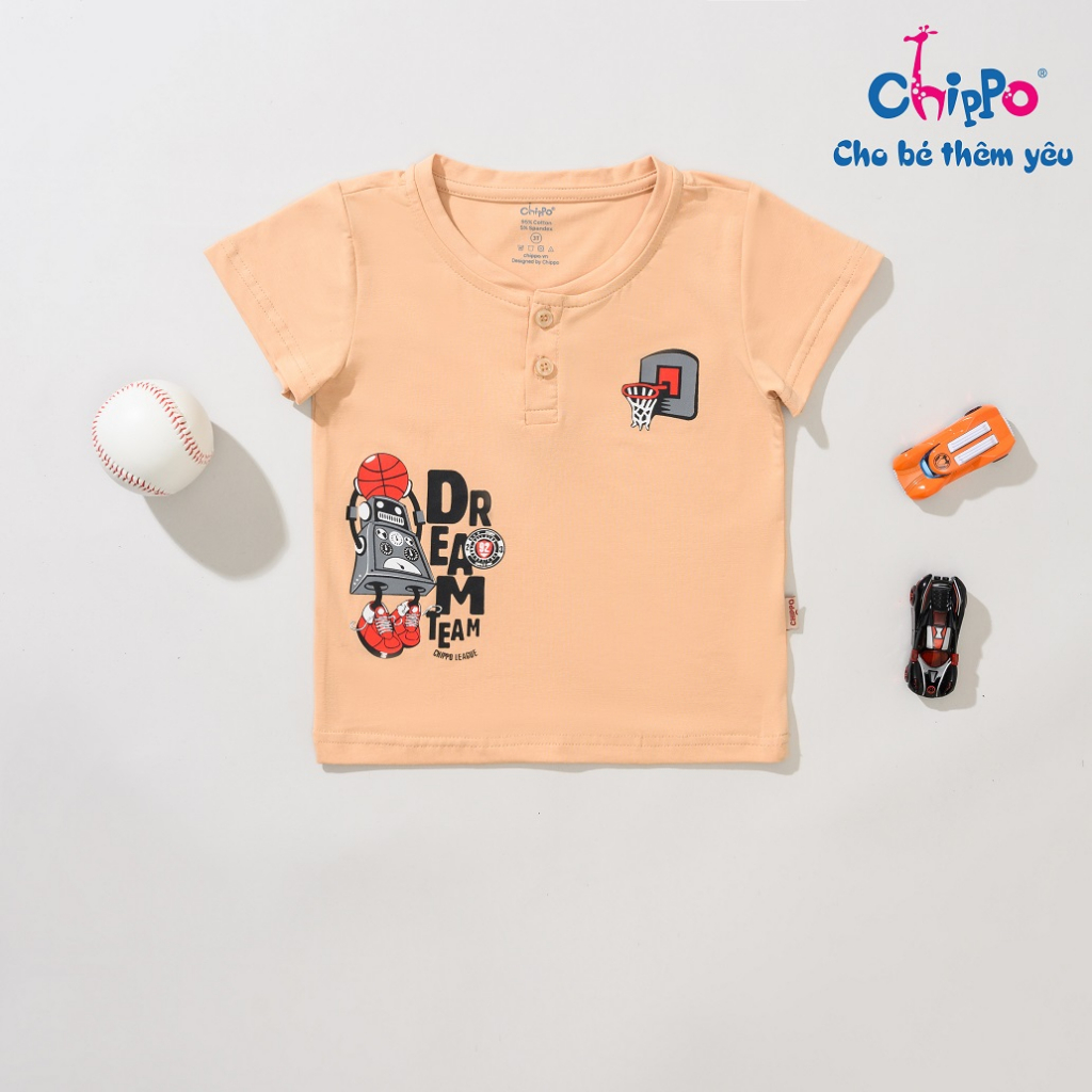 Áo thun Chippo chất liệu 100% Cotton áo phông cộc tay cho bé Trai từ 1 đến 5 tuổi (10-19Kg)