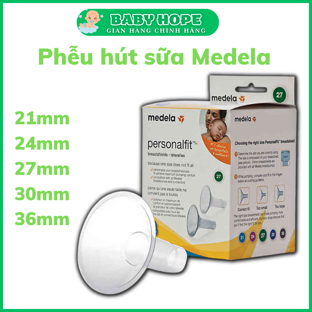 Phễu hút sữa Medela - Phễu Cứng cho máy hút sữa size từ 21mm - 24mm -27mm-30mm - 36mm ☑️Hãng sản xuất: MedelaUSA