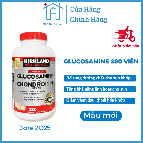 Viên Uống Bổ Khớp Kirkland Glucosamine 1500mg Chondroitin 1200mg 280 Viên Nhà Thuốc F39