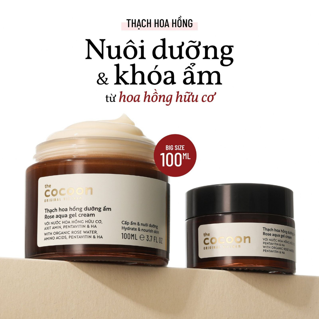 Bigsize - Thạch hoa hồng dưỡng ẩm (kem dưỡng ẩm) Cocoon cấp ẩm & nuôi dưỡng 100ml