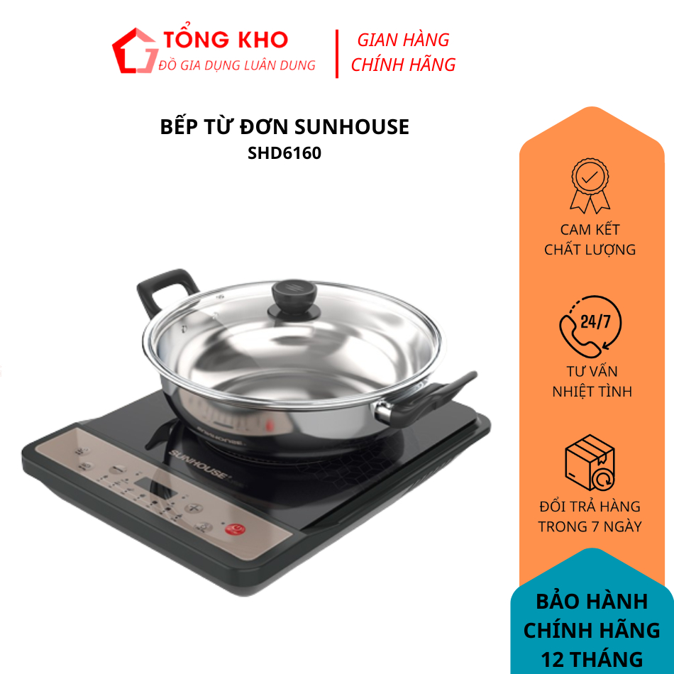 BẾP TỪ ĐƠN SUNHOUSE SHD6160 - BẢO HÀNH CHÍNH HÃNG 12 THÁNG (Tặng kèm nồi lẩu)