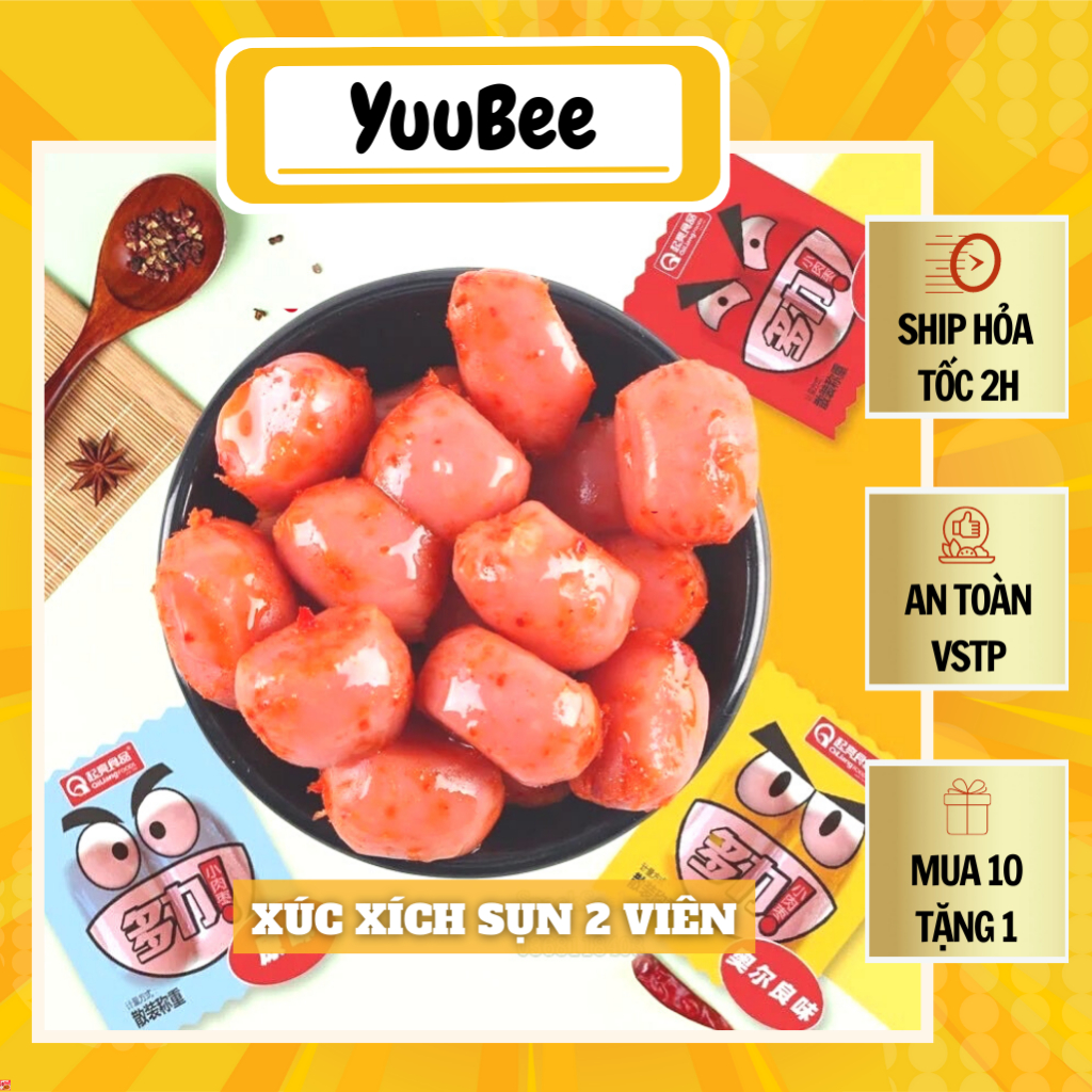 Xúc xích trung quốc, xúc xích ngô mini sụn 2 viên YUUBEE siêu ngon - Đồ ăn vặt nội địa trung