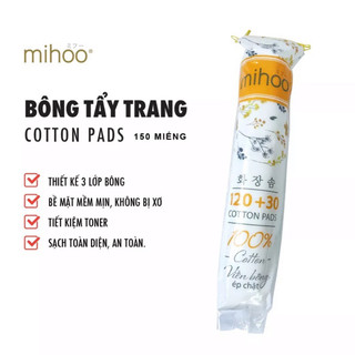 [CHÍNH HÃNG] BÔNG TẨY TRANG MIHOO KOKIMI  MỀM MẠI 100% COTTON 150 200 miếng